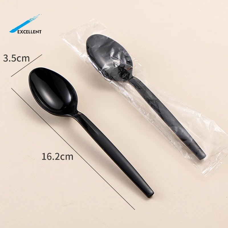 Wholesale Customized Biodegradable Disposable Cutlery 7 Inch White Color Knife Spoon Fork PLA Tableware Set for Western Food