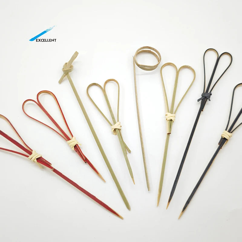 Eco Friendly Bamboo Flower Shape Picks Disposable Food Grade Fruit Bamboo Sticks