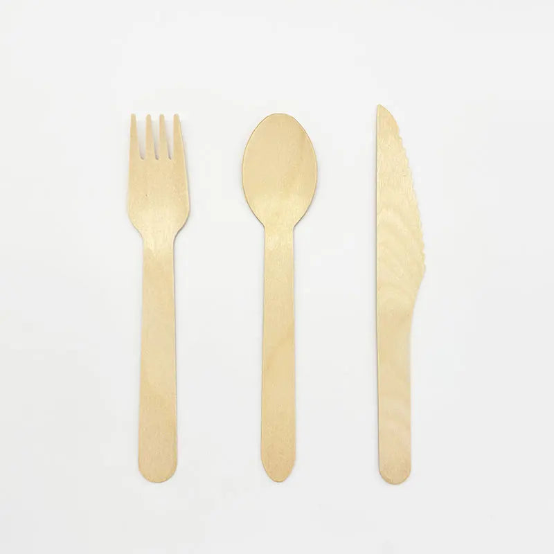 Factory Custom Level a Eco Friendly Recyclable 160 mm Disposable Wooden Cutlery Set Food Wooden Spoons Forks Knives