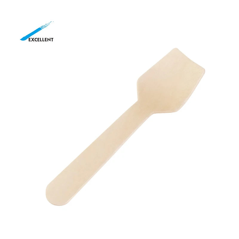 Wholesale Biodegradable 95mm Disposable Wooden Ice Cream Spoon Ice Cream Sticks