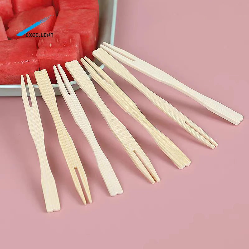 Customized Food Safety Natural Bamboo Fruit Fork for Desert