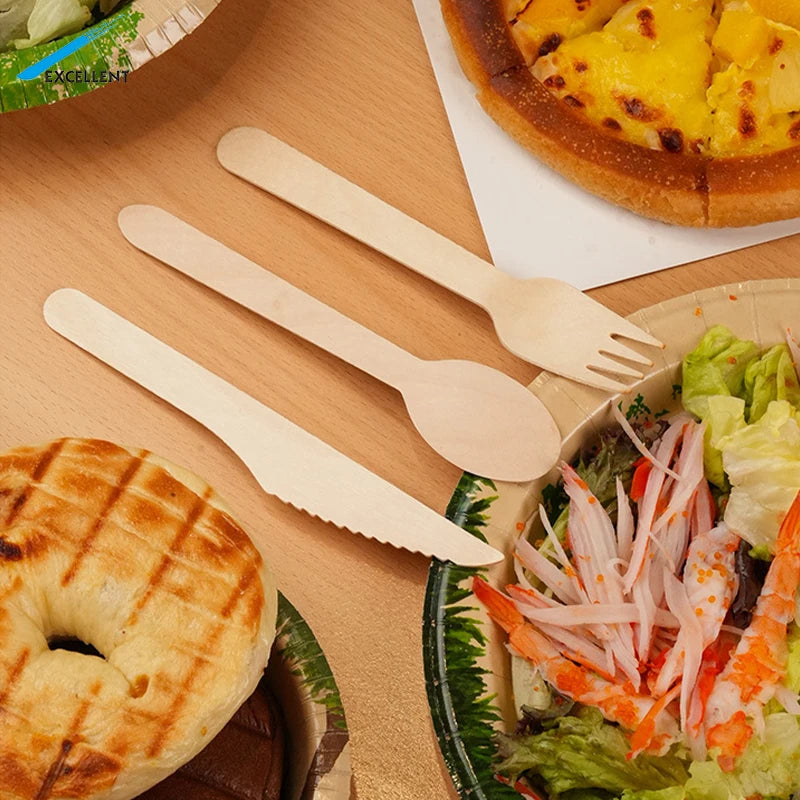 Factory Wholesale Disposable Birch Biodegradable Cutlery Disposable Wooden Knife/Fork/Spoon