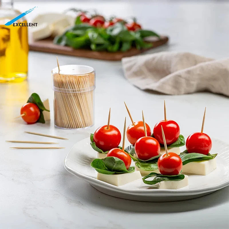Customized Logo Natural Wooden Tooth Skewer Sticks Manufacturer Factory Price Low Bamboo Wooden Toothpicks