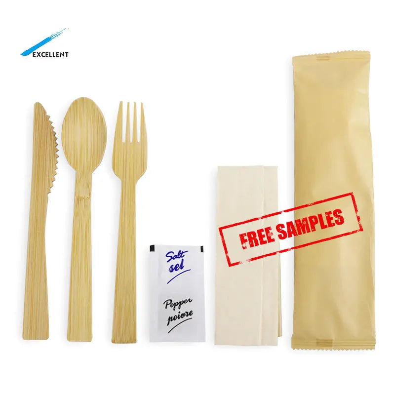 Custom Private Label Knife Fork Spoon Bamboo Cutlery Disposable Bamboo Fork Spoon Knife Set