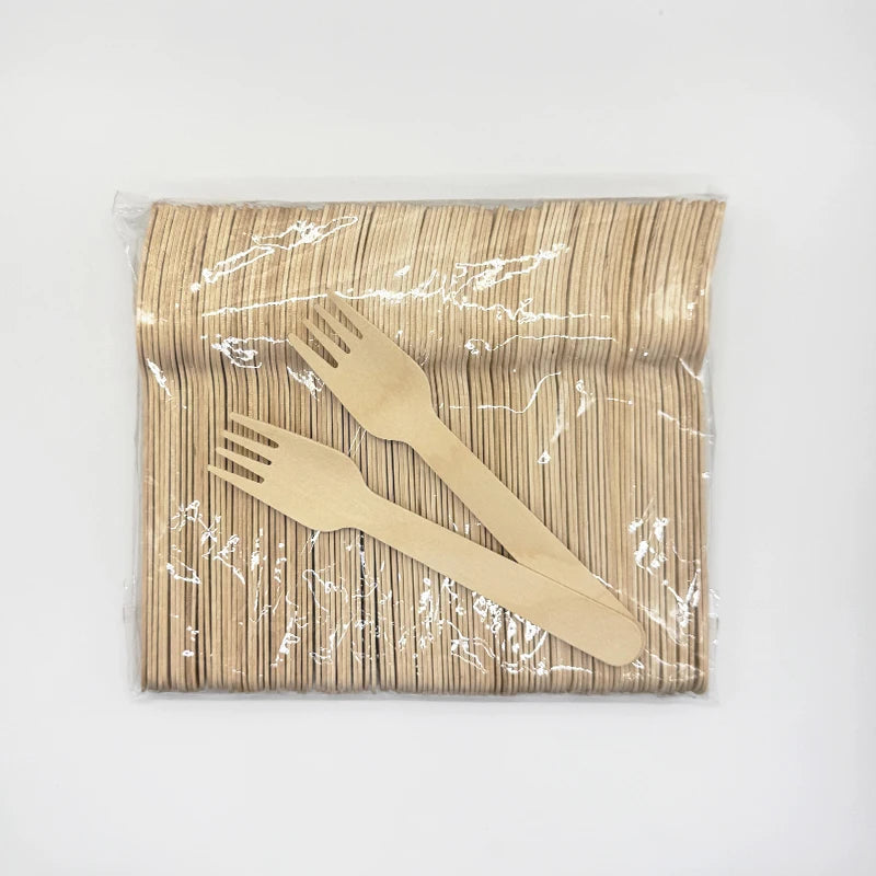 High Quantity 160mm Compostable Wooden Fork Set Sustainable Wooden Flatware for Weddings Picnics