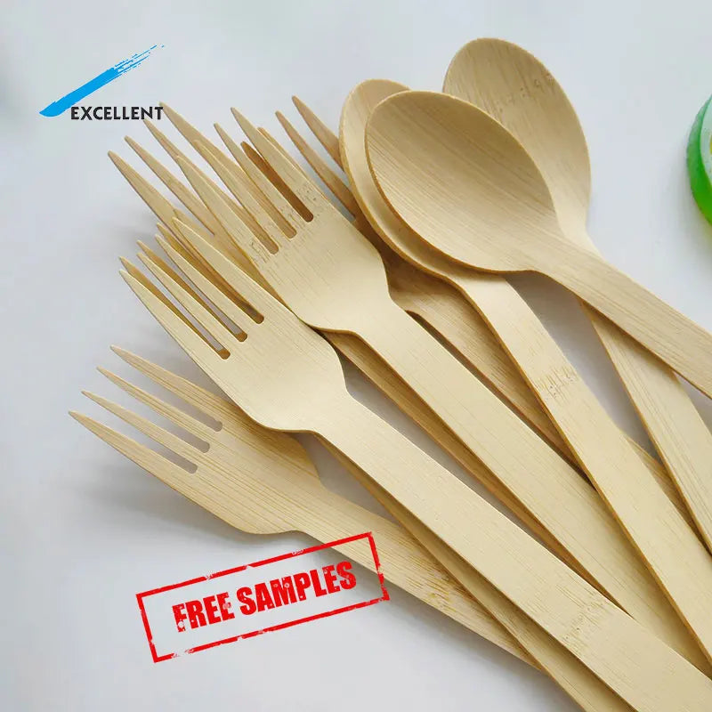 Free Samples Disposable Bamboo Knife Fork Spoon Disposable Bamboo Cutlery for Party