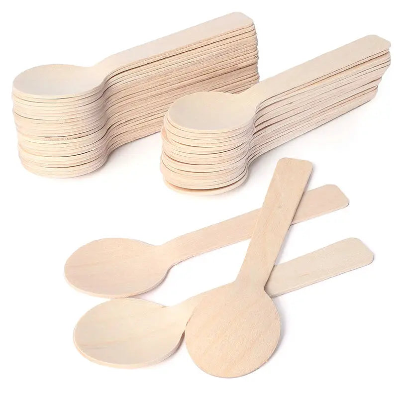 Environmentally Friendly Wooden Spoon 100mm Disposable Wooden Spoon Tableware Ice Cream Wooden Spoon