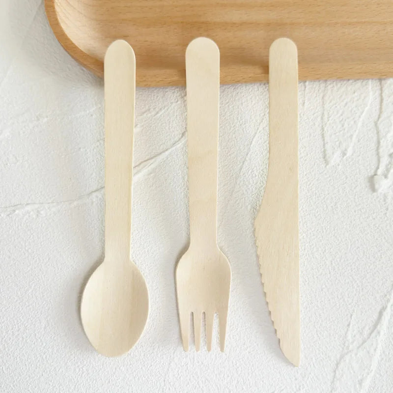 Factory Wholesale Disposable Birch Biodegradable Cutlery Disposable Wooden Knife/Fork/Spoon