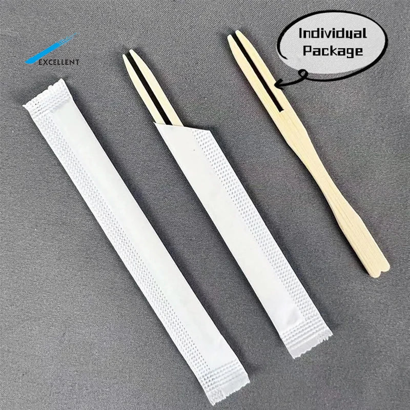 High Quality Fruit Fork Party Use Mini Forks for Parties Natural Bamboo Fruit Fork