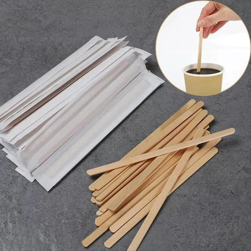 Individually Wrapped Disposable Wood Bamboo Tea and Coffee Stir Sticks Bamboo Coffee Stick Stirrer