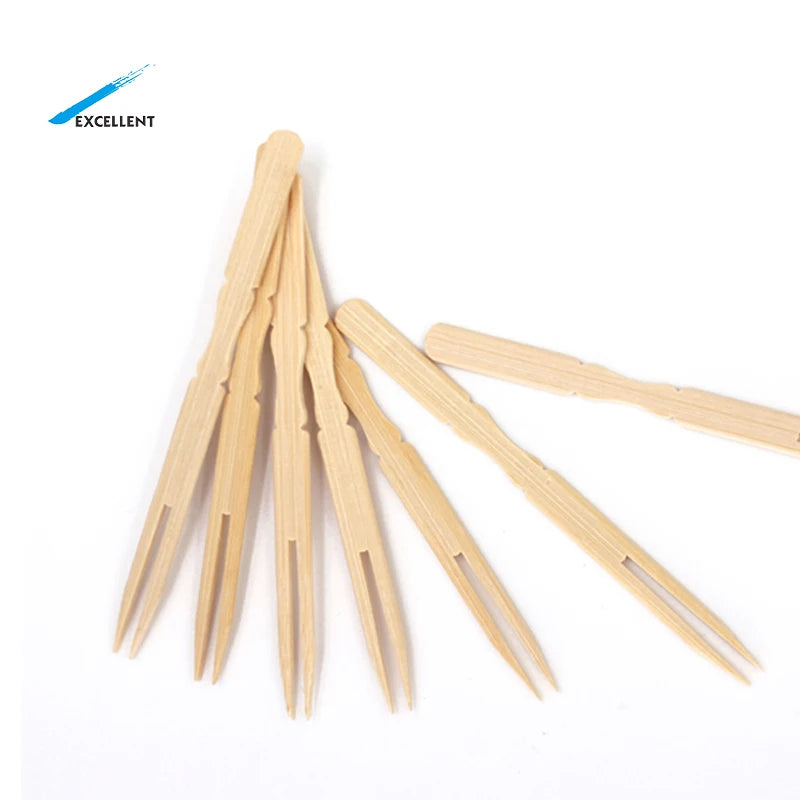 New Innovation Disposable Small Fruit Forks Bamboo Picks Bamboo Forks for Party