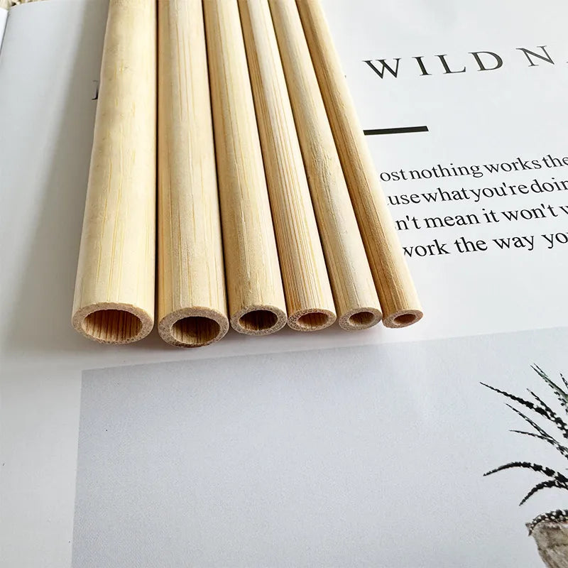 Customized Natural Bamboo Straws Disposable Drinking Straws With Custom Logo Milkshake Coffee Bubble Tea Smoothie Straws