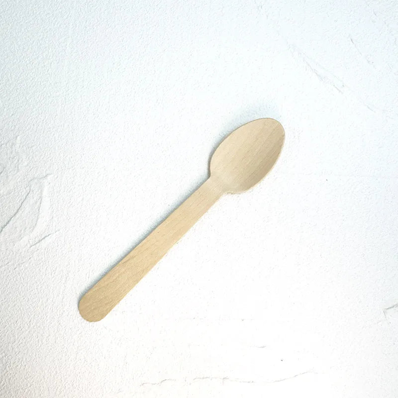 Factory Direct Sales Disposable Wooden Spoons 140mm 110mm 100pcs/box Biodegradable Wooden Cutlery