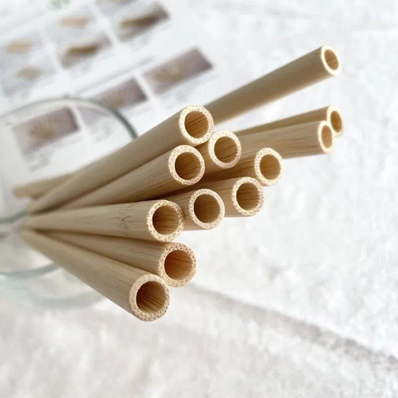 Disposable Bamboo Drinking Straws Natural Plant Bamboo Biorecyclable Compostable Drinking Bamboo Straws