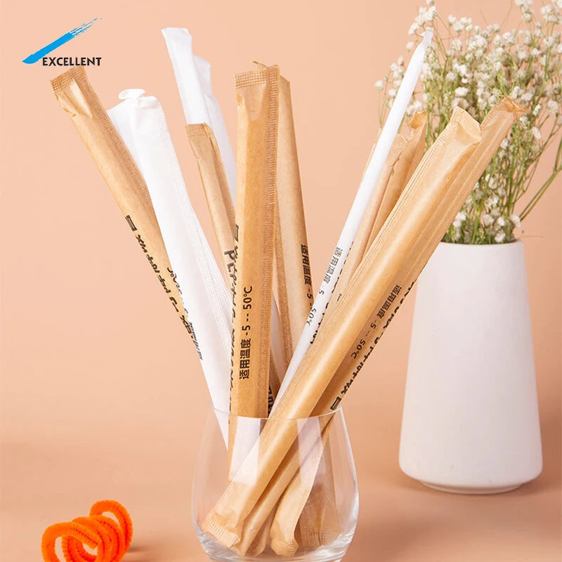 Manufacturer's Biggest 100% Eco- Biodegradable Compostable Bubble Tea PLA Drinking Straws Diagonal Cut with Sharp Ending