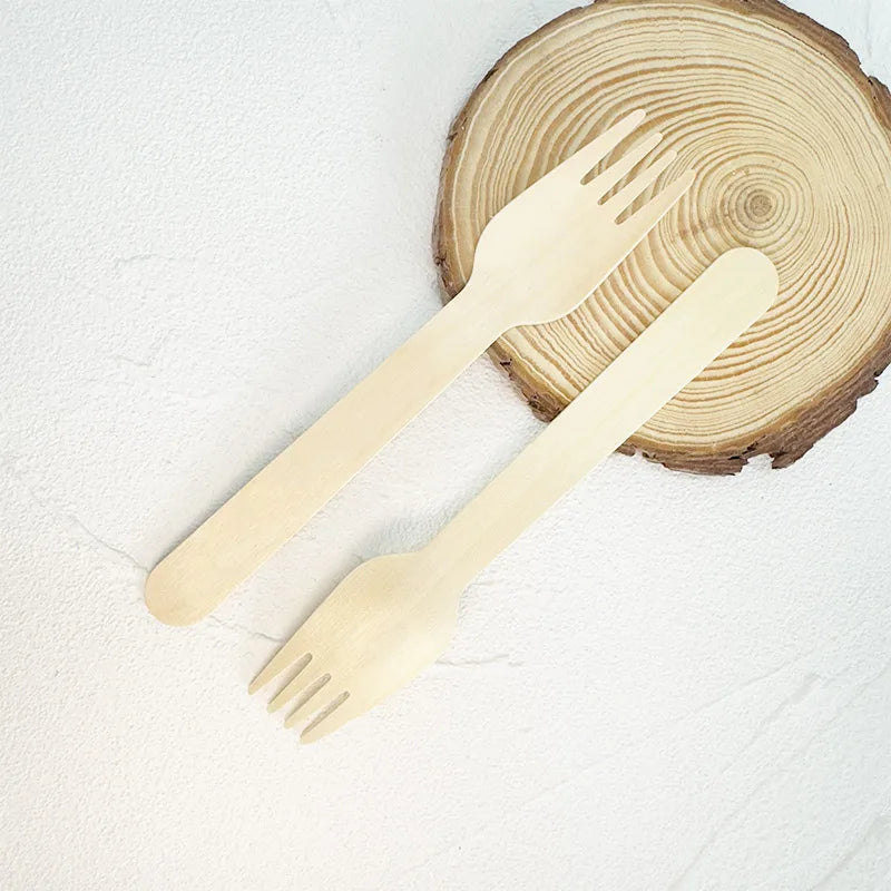 Biodegradable Wooden Cutlery Forks Small Wooden Forks Wood Cutlery Disposable Fork Outdoor Disposable Cutlery