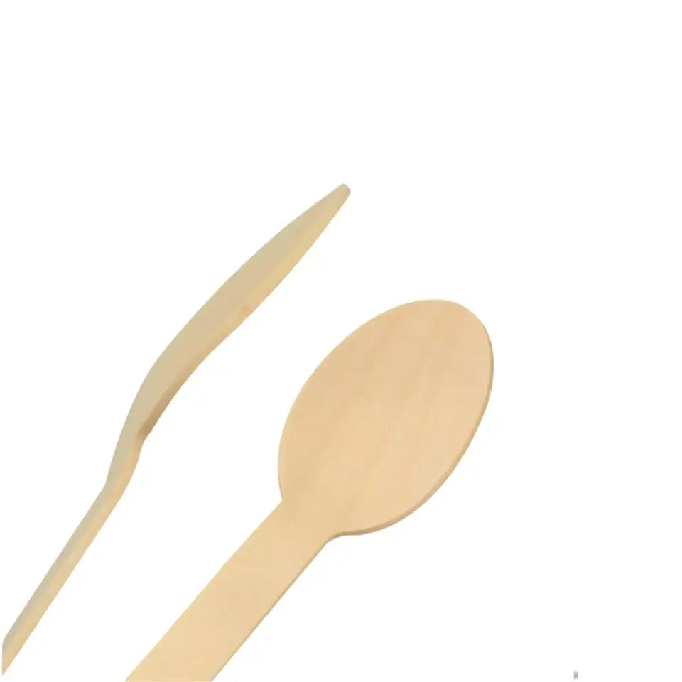 Biodegradable Party Supplies Birch Wood Tableware Disposable Wooden Spoon
