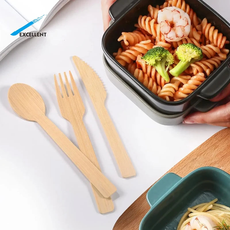 Free Samples  Wooden Spoons 170mm Length Bamboo Spoon Fork Knife Bamboo Bamboo Disposable Cutlery