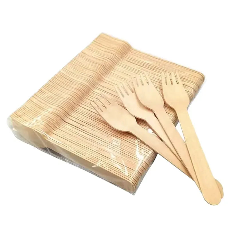High Quantity 160mm Compostable Wooden Fork Set Sustainable Wooden Flatware for Weddings Picnics