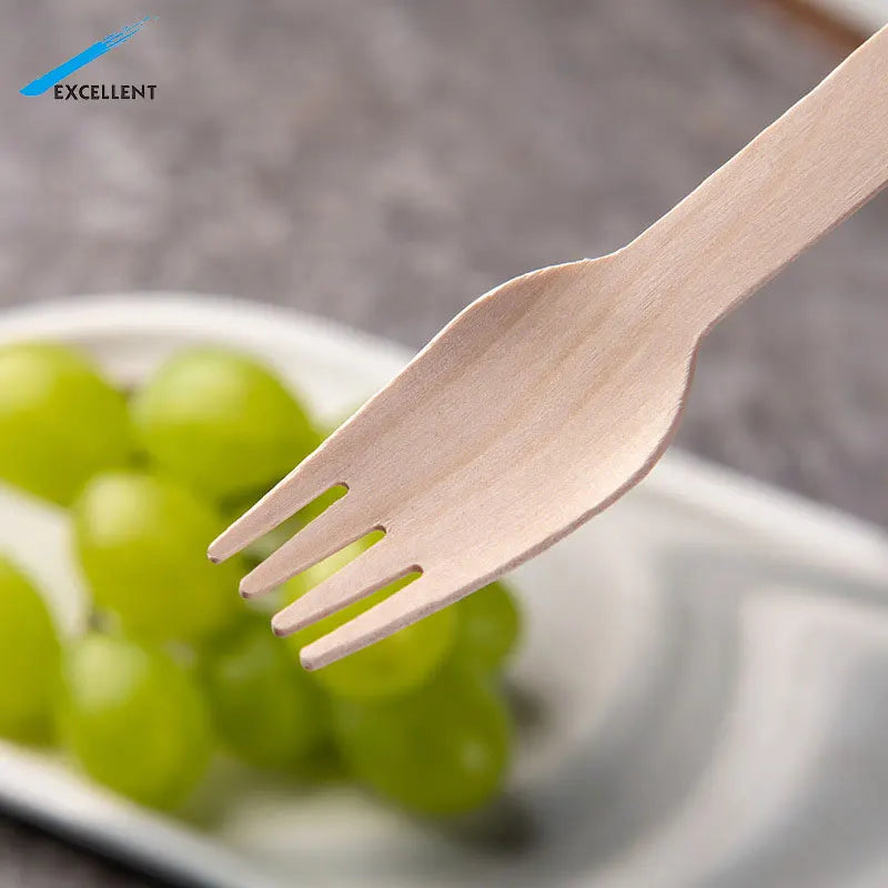 Free Samples 160mm10000pcs/box Wooden Fork with logo for Takeaway Cutlery