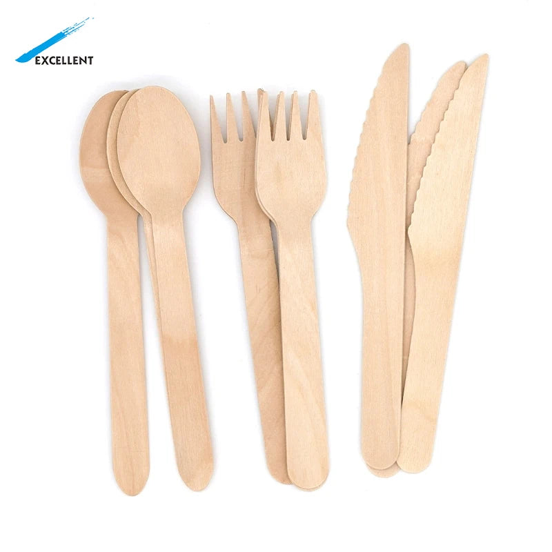 Factory Customization Natural Birch Biodegradable Disposable Cutlery Disposable Wooden Knife/Fork/Spoon
