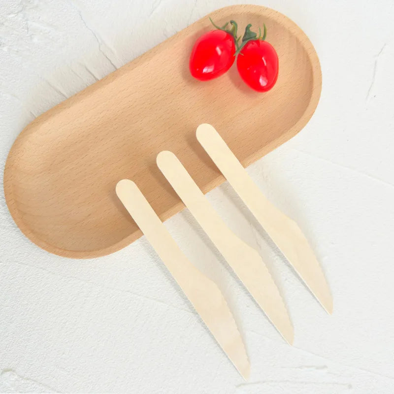 Environmentally Friendly Disposable Wooden Cutlery Biodegradable Birch Wooden Knife