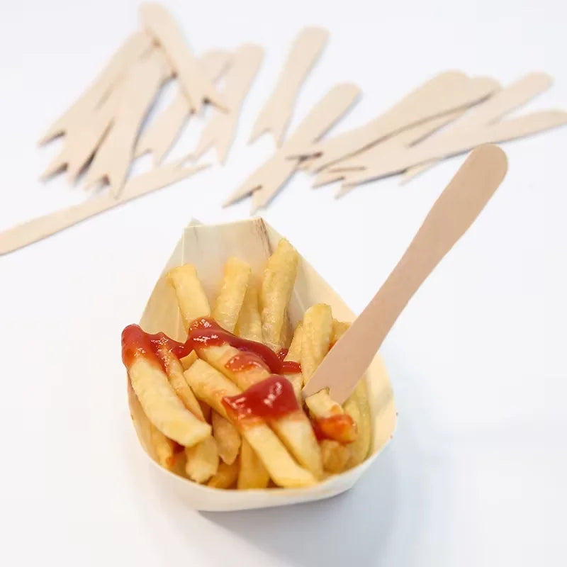 Factory 85mm Eco-friendly Biodegradable Disposable Wooden Chip Fork with High Quality Competitive Price Free Sample
