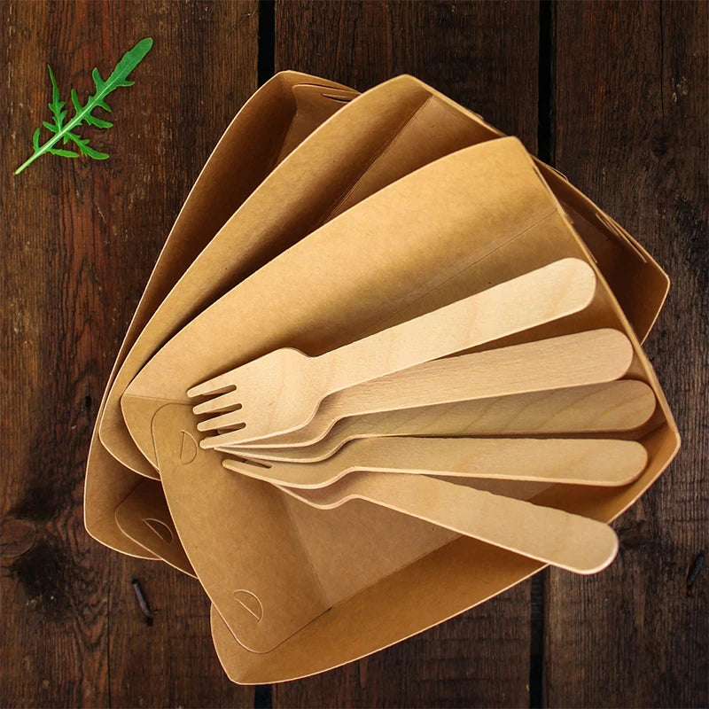 Eco-Friendly Biodegradable Wooden Forks Wooden Cutlery for Parties Disposable Wooden Forks