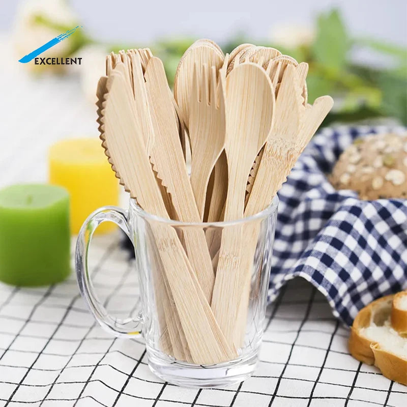 Free Samples  Wooden Spoons 170mm Length Bamboo Spoon Fork Knife Bamboo Bamboo Disposable Cutlery