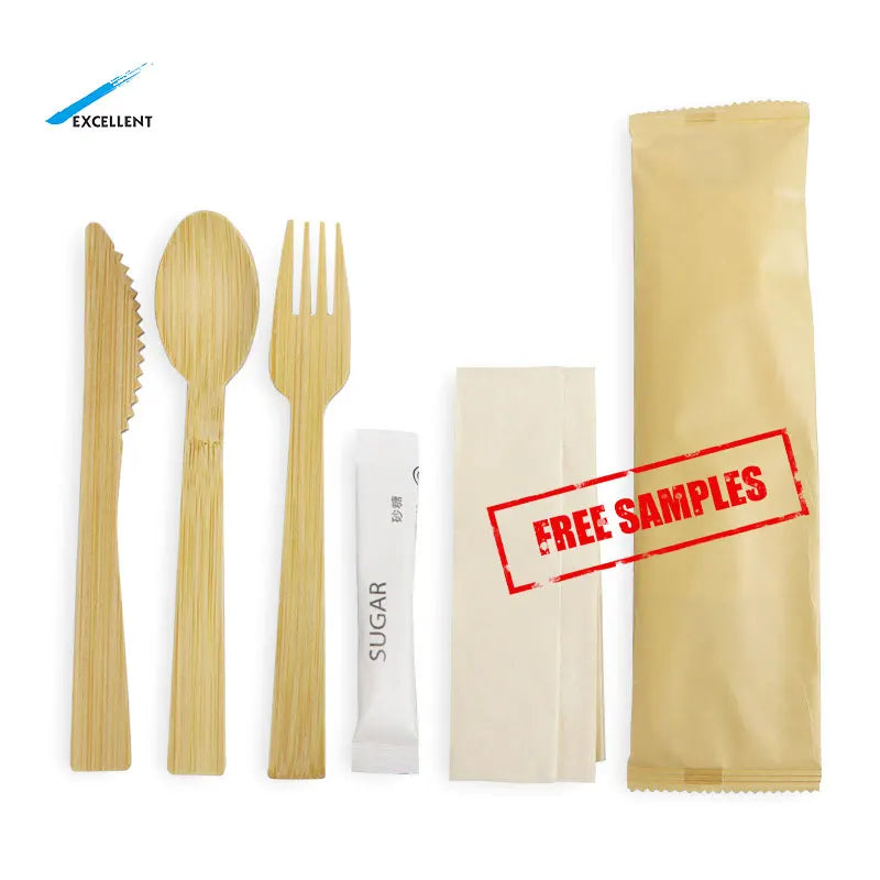 China Manufacturer Biodegradable Disposable Cutlery Eco Friendly Bamboo Fork Spoon Knife Bamboo Cutlery Set