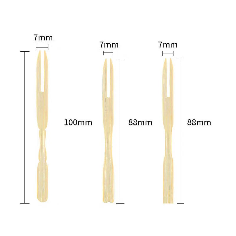 Factory Price Eco-Friendly Biodegradable Mini Forks 3.5 Inch Bamboo Fruit Picks & Cocktail Forks 100% Disposable Food Safe