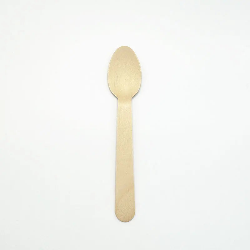 Factory Wholesale Natural Birch Wooden Spoon  Disposable Biodegradable Custom Spoons