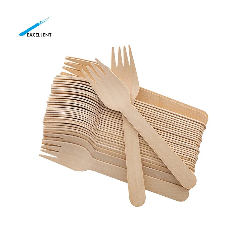 Eco-Friendly Biodegradable Wooden Forks Wooden Cutlery for Parties Disposable Wooden Forks