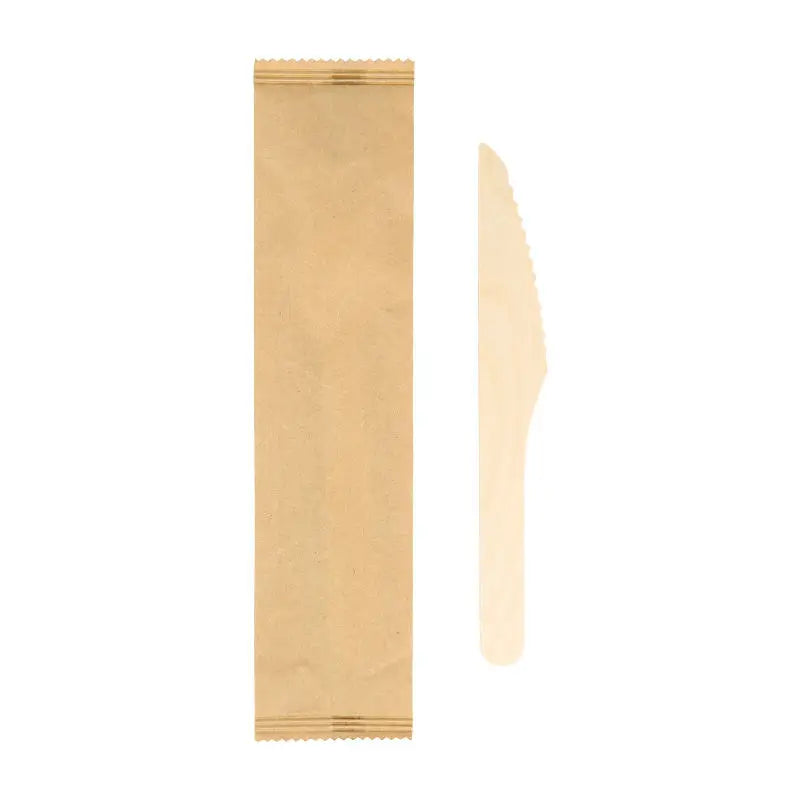 160mm Disposable Wooden Knife Mini Biodegradable Eco-Friendly Individual Paper Package Cutlery Set for Outdoor Party Travel Food