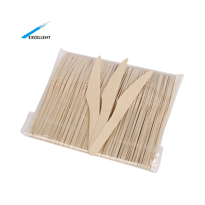 Environmentally Friendly Disposable Wooden Cutlery Biodegradable Birch Wooden Knife