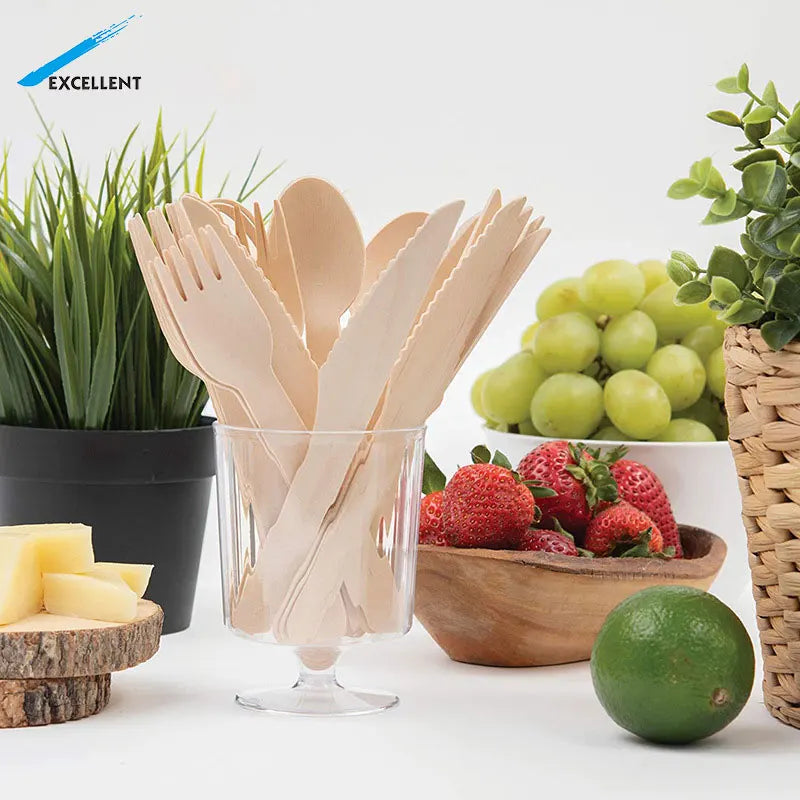 Free Samples 160mm10000pcs/box Wooden Fork with logo for Takeaway Cutlery
