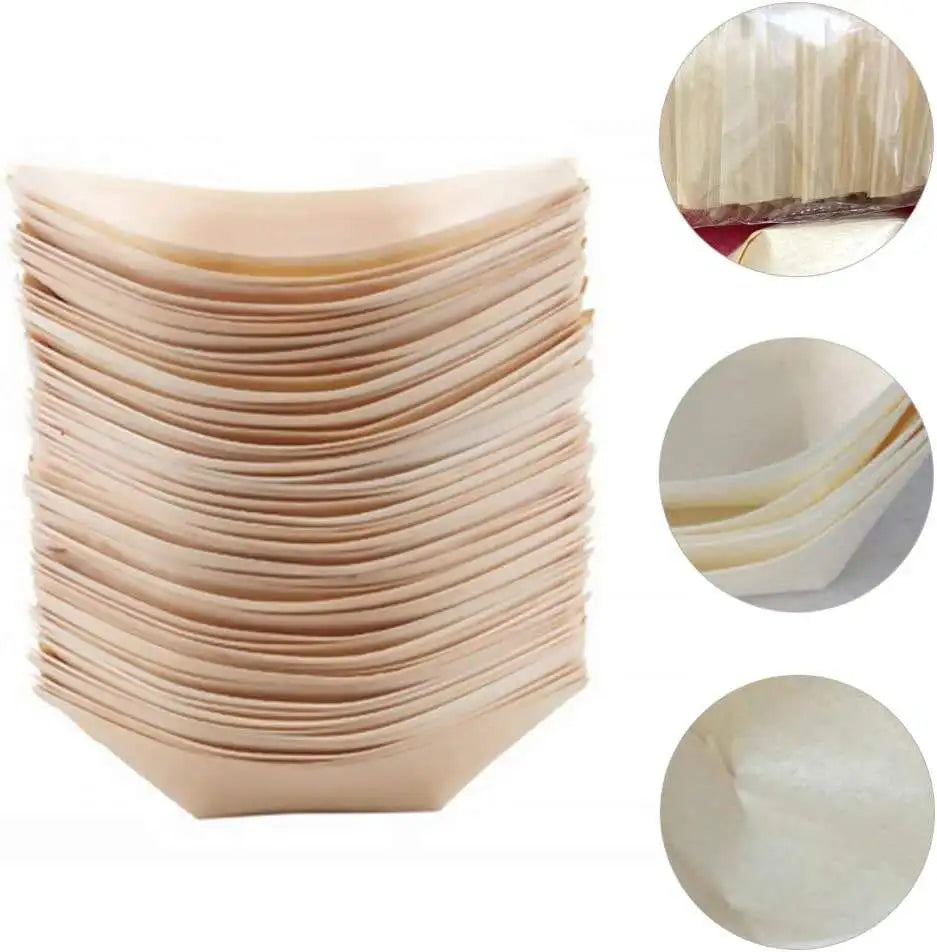 Factory Direct Wholesale Disposable Sushi Wooden Boat Shape Tray Disposable Wooden Dishes and Sushi Plate