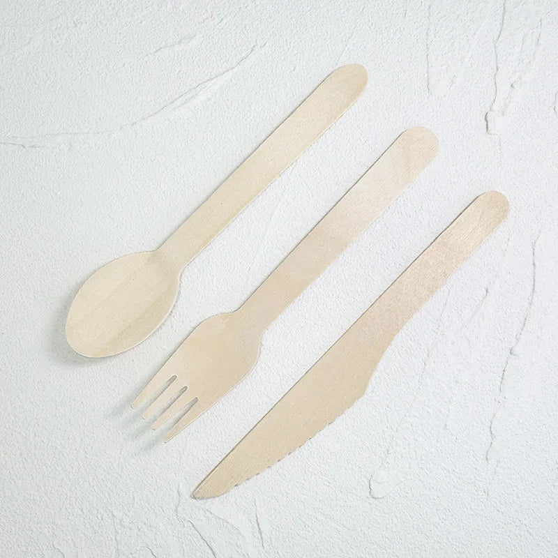 Free Samples Disposable Cutlery for Travel Disposable Cutlery for Kitchen Wooden Knife Fork Spoon