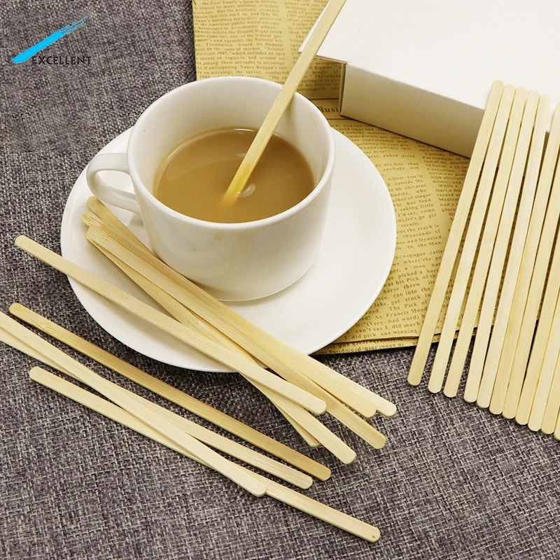 Individually Wrapped Disposable Wood Bamboo Tea and Coffee Stir Sticks Bamboo Coffee Stick Stirrer