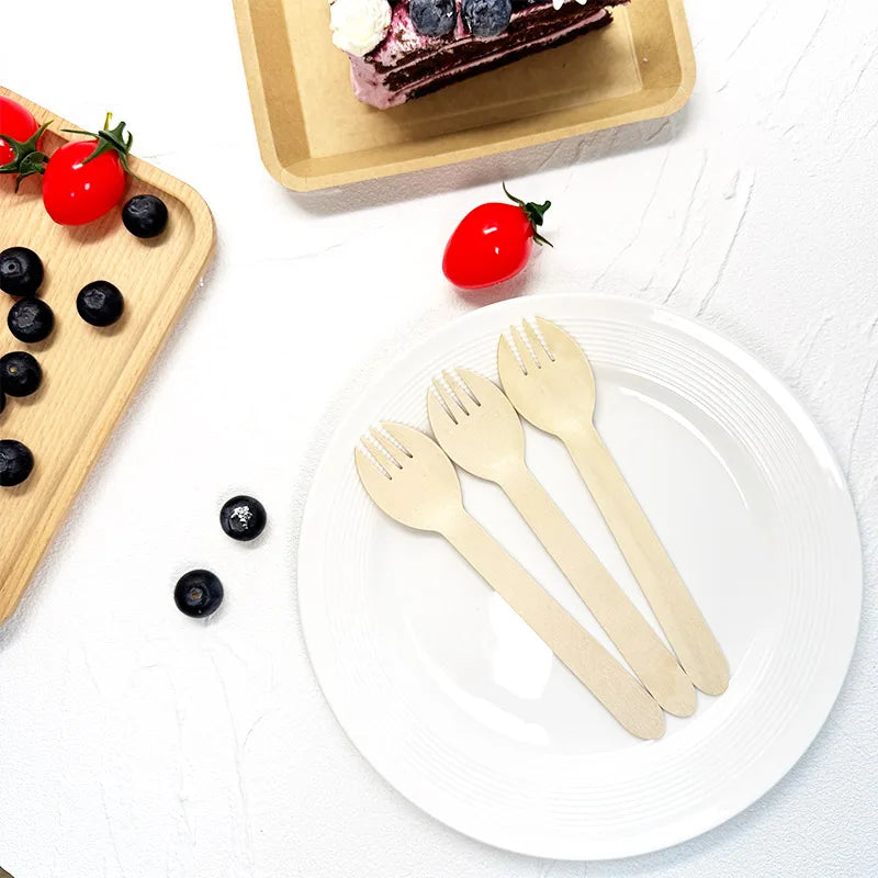 Bulk Wooden Forks Disposable Individually Wooden Fork 105mm Spork