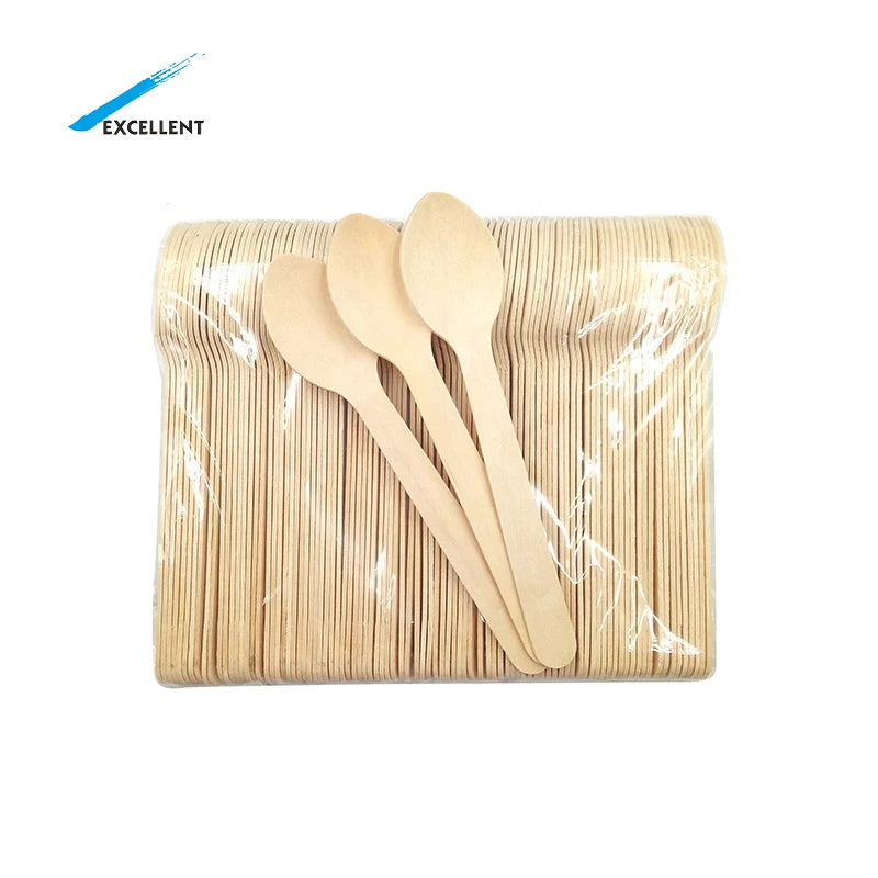 Modern Eco-Friendly Disposable Wooden Cutlery Set Biodegradable Wooden Spoon Party Flatware