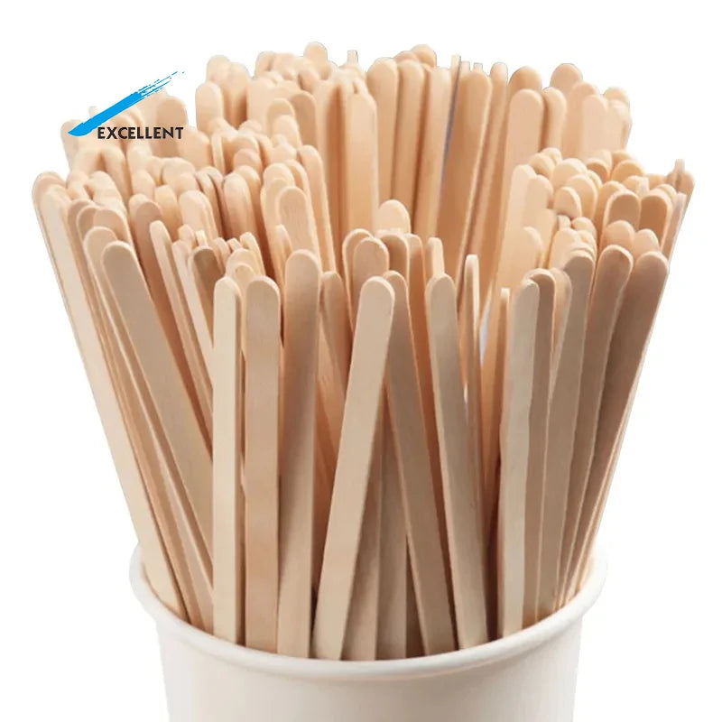 Customized Wooden Coffee Stirrers With Round End  Natural Birch Wood Coffee Stir Sticks Eco Friendly Splinter Free