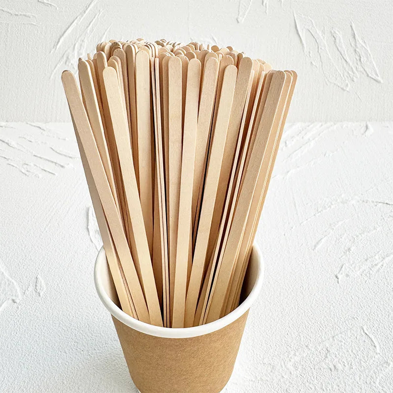 Disposable Food Grade Eco-Friendly Wooden Coffee Tea Sticks Muddler Paper Wrapped Biodegradable